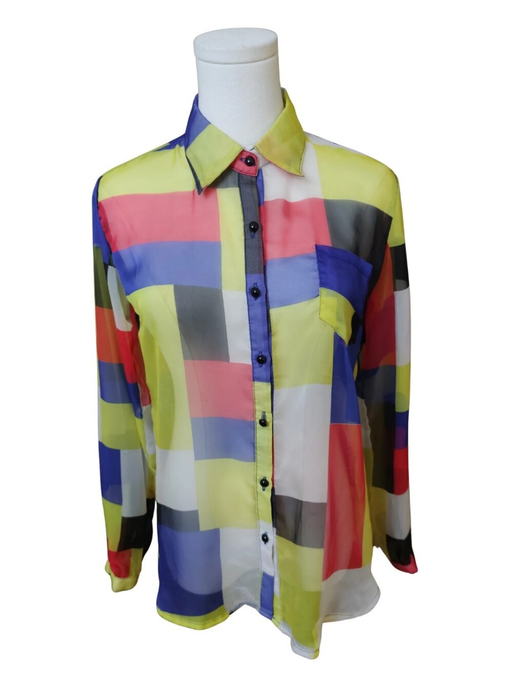Nella Fantasia Multicolor Block-Print Button-Front Shirt